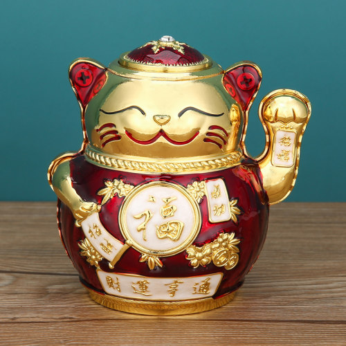 招财猫自动牙签筒创意轻奢可爱
