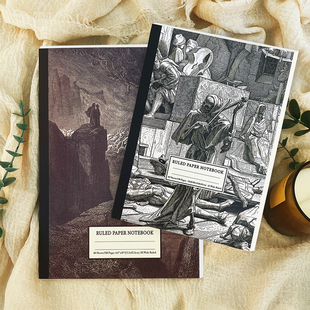 米范儿暗黑小众高颜值笔记本b5学习作业记事本加厚横线本a5可平摊胶装易撕工作日记本子