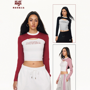 jazz爵士舞上衣打底T恤 复古辣妹街舞紧身长袖 HIPHOP NINJA美式