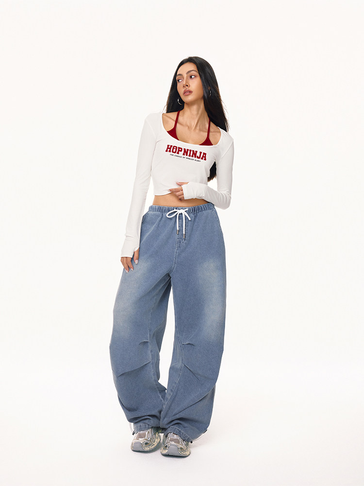 Move Freely: Retro Blue Hip-Hop Dance Jeans for Women - Product image 2
