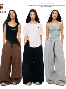 HIPHOP NINJA街舞爵士舞嘻哈辣妹美式大A长裤女休闲运动卫裤潮牌