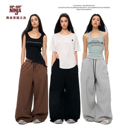 HIPHOP NINJA街舞爵士舞嘻哈辣妹美式大A长裤女休闲运动卫裤潮牌