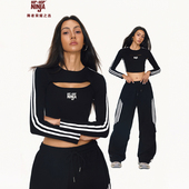 NINJA 爵士舞罩衫 吊带背心两件套美式 HIPHOP 辣妹长袖 T恤女上衣