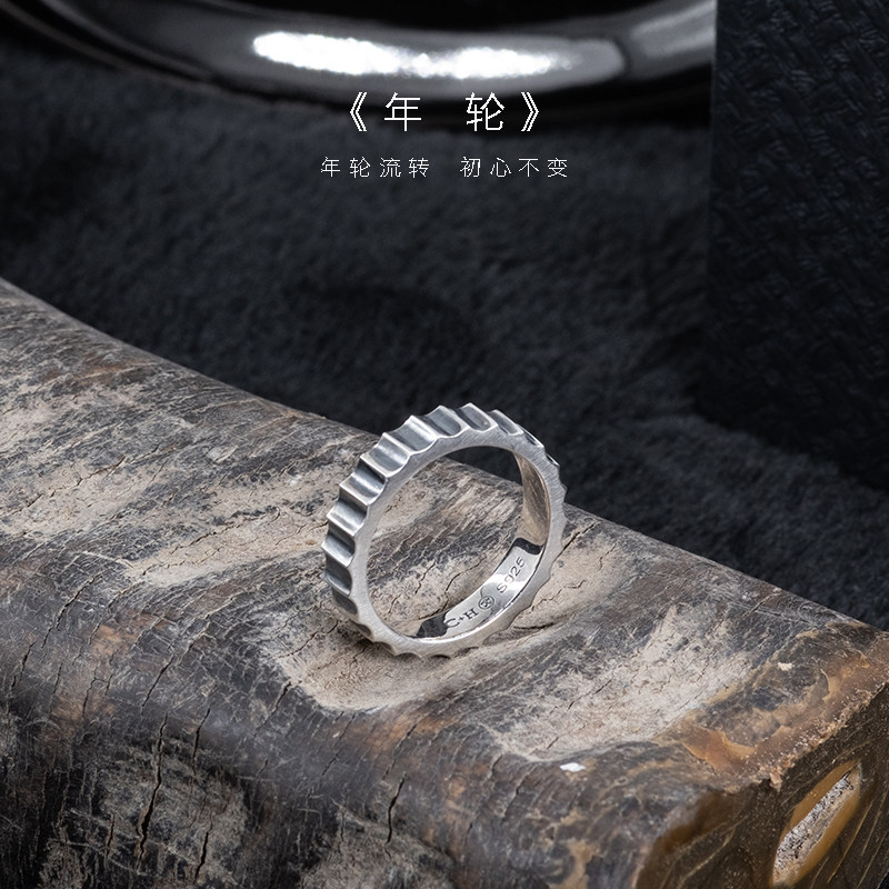 CH齿轮925银戒指欧美个性百搭图片