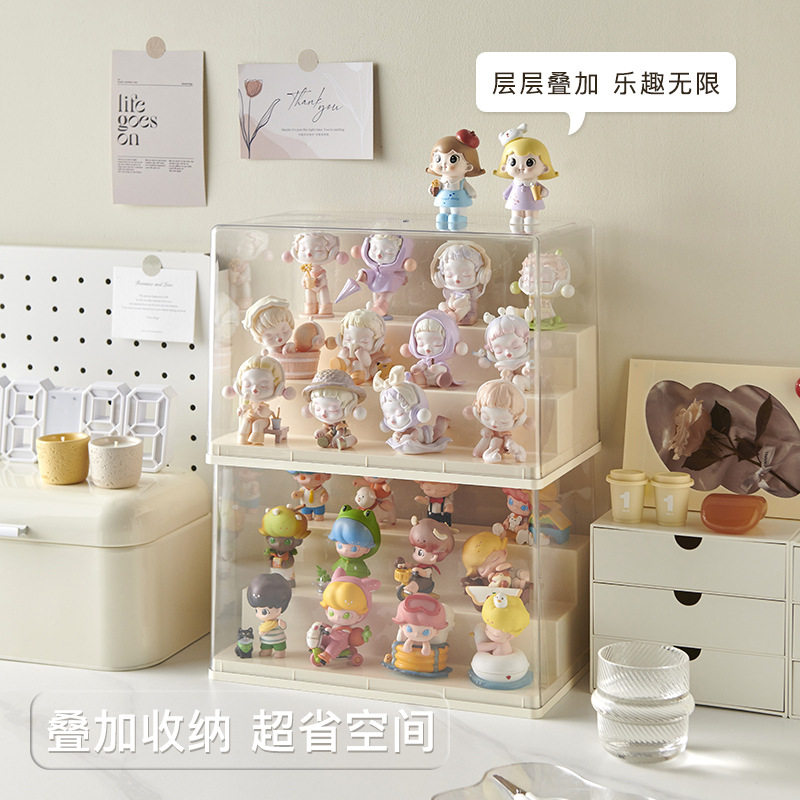 盲盒收纳展示架透明收藏盒大容量泡泡玛特娃娃公仔防尘手办展示盒图片
