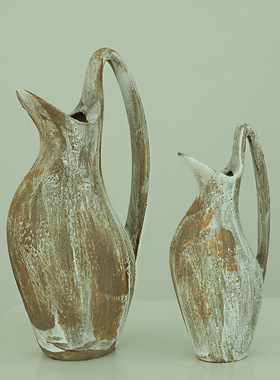 侘寂复古陶瓷壶摆件酒店售楼处样板房客厅餐厅软装创意花瓶