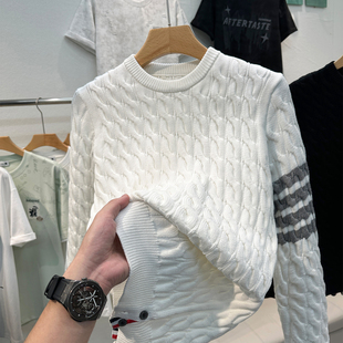 男士毛衣秋冬季加厚高级感针织衫冬装内搭上衣服麻花毛线衣打底衫
