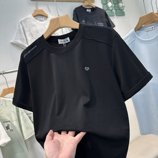 潮牌男士短袖t恤高端品牌夏季男装高质量美式轻奢正肩修身上衣服