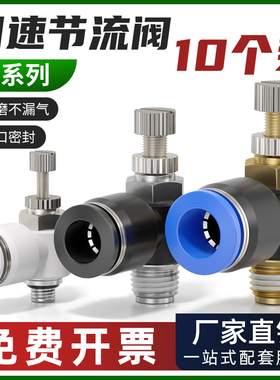 气动气管节流阀SL8-02可调快速接头调速阀SL4/6/10/12气缸M501-02