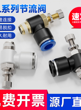 SL气动气管快速接头节流阀调速阀SL4/6/8/10/12气缸M5-01可调0204