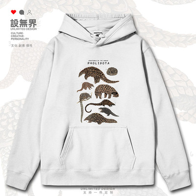 鳞甲目穿山甲动物插画趣连帽卫衣