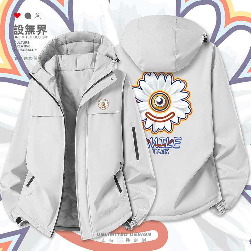 微笑恶搞独眼苦笑雏菊SMILE加厚棉服男女小清新棉衣外套潮设 无界