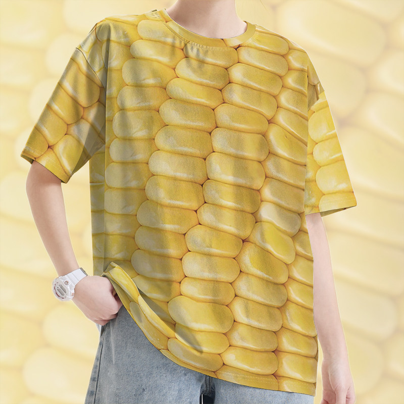 3D清凉搞笑奇葩玉米图案西瓜T恤