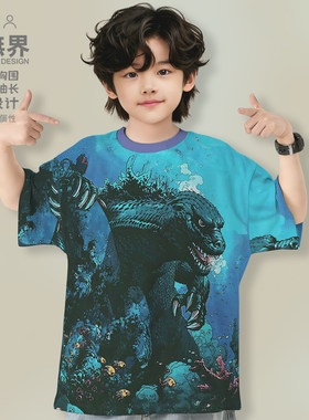 gesila联名经典Godzilla落肩T恤