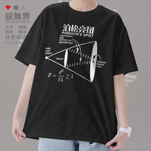 量子物理光学泊松亮斑个性创意纯棉潮短袖T恤男女宽松上衣设 无界