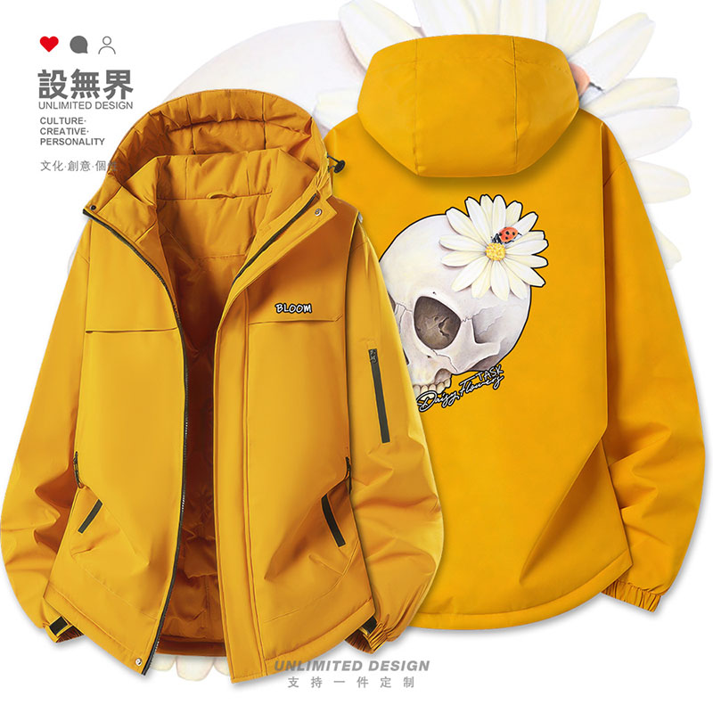 雏菊骷髅头Daisy Flower暗黑加厚棉服男女小清新日系外套设 无界