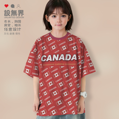 加拿大Canada国旗标志速落肩T恤