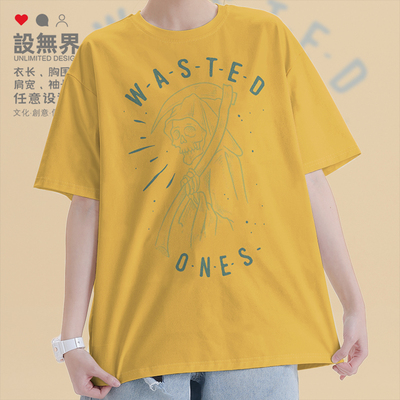 恶搞骷髅镰刀死神Wasted短袖T恤