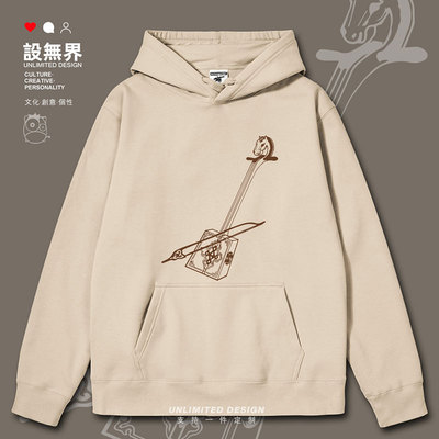 蒙古马头琴Mongolia族图连帽卫衣