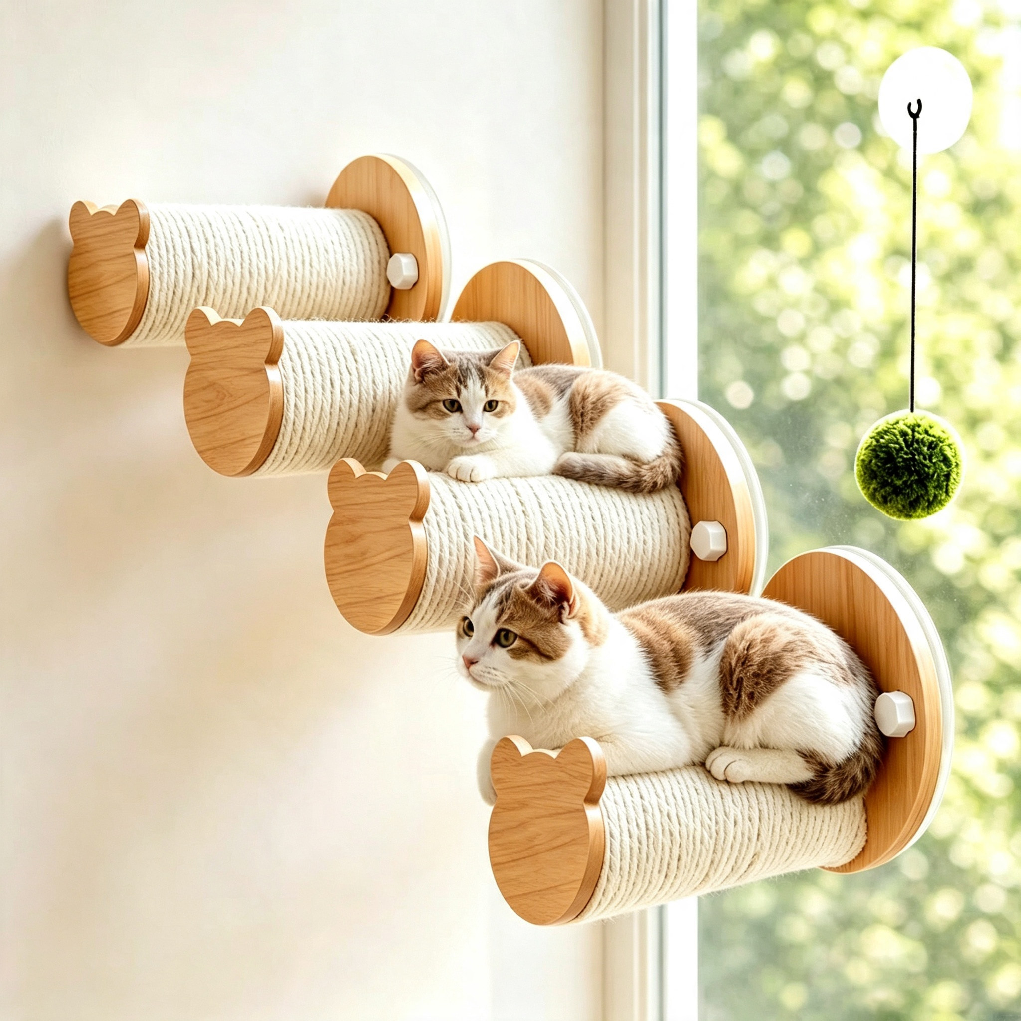 猫爬架墙壁式猫吊床窗户猫窝猫树吸盘猫抓柱猫跳台阳台玻璃猫玩具图片