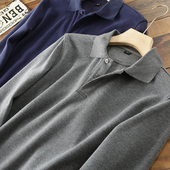尾货春秋翻领t恤 POLO衫 日单高克重加厚纯棉长袖 外贸男装 一毛一样