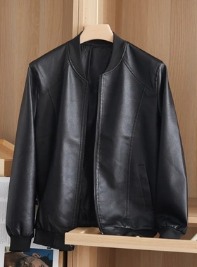 性价比牛货！光感爆棚！水洗皮休闲时尚皮夹克秋季立领皮衣外套潮