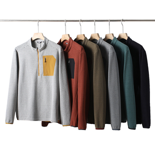 户外波浪纹抓绒衣衣男女徒步登山半拉链卫衣秋冬休闲保暖打底衫潮