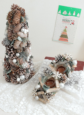 漂流木许愿烛台蜡烛原木玻璃创意温馨桌面摆件欧田园圣诞氛围装饰