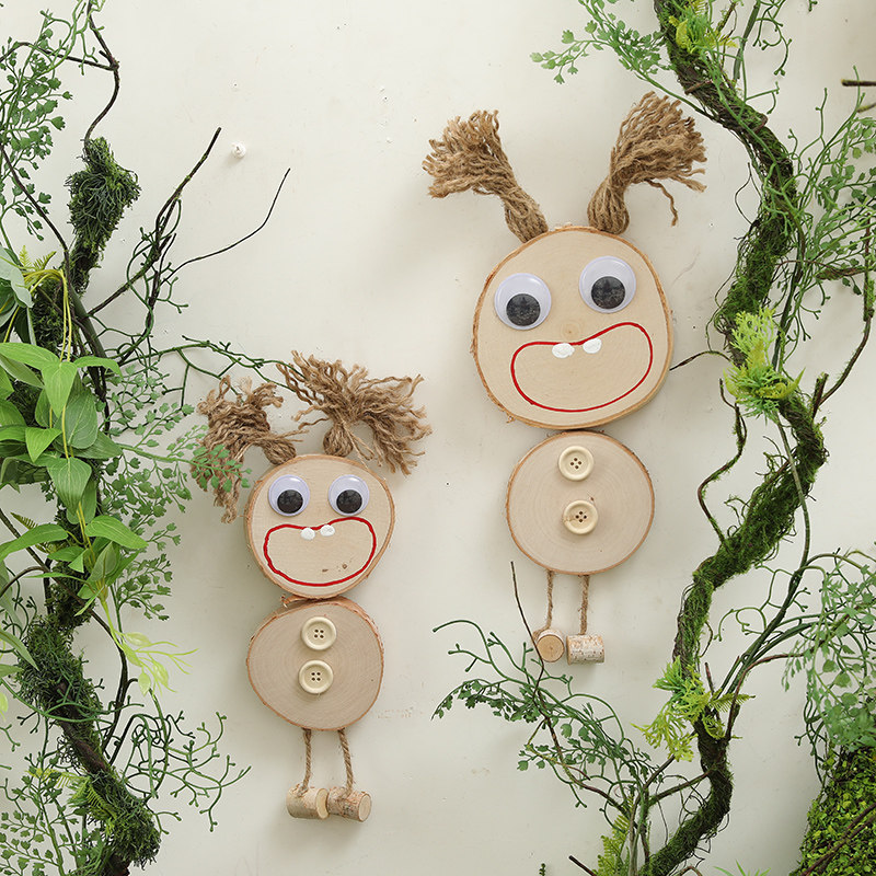个性创意卡通实木挂件开口笑小娃娃壁挂幼儿园装饰木牌木质饰品