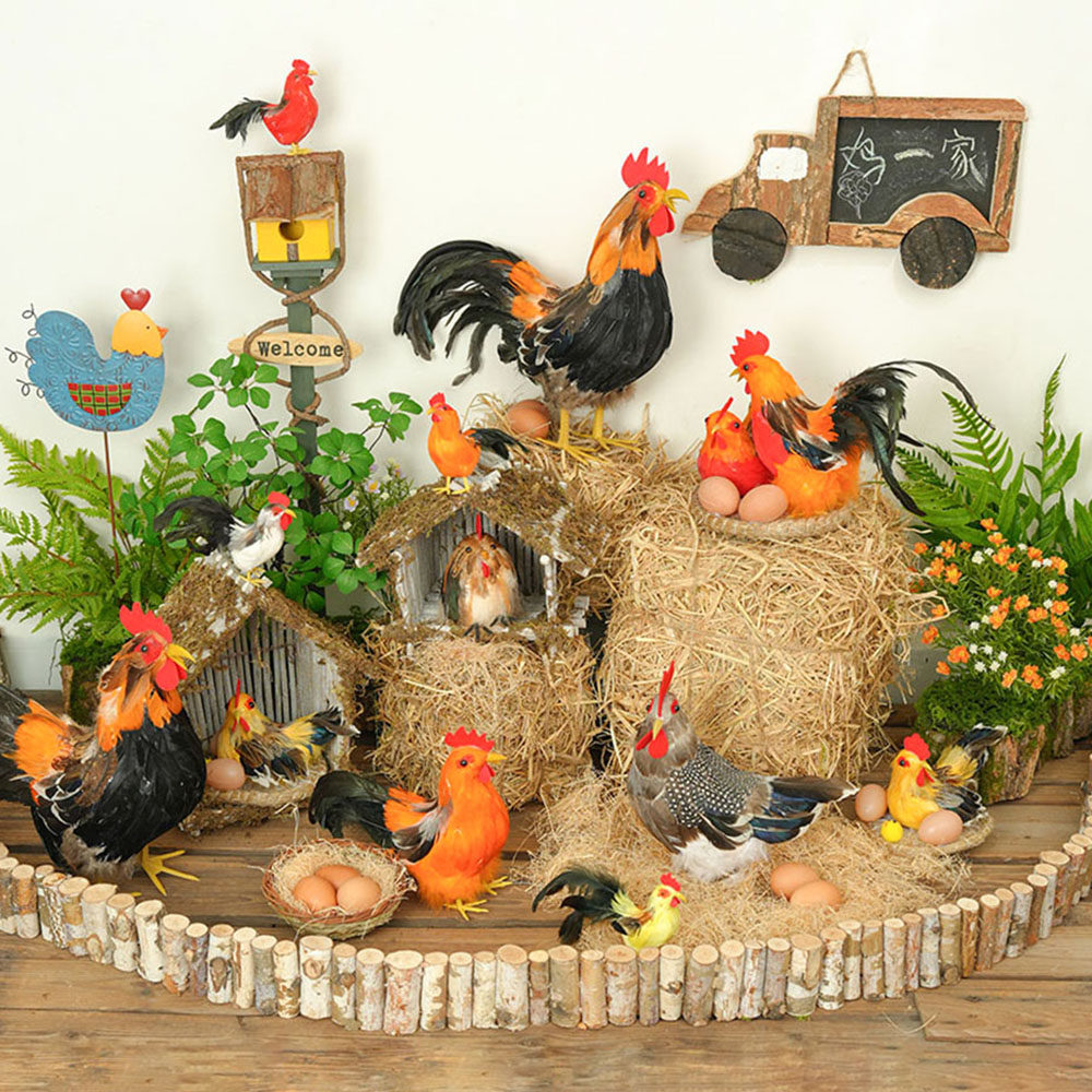 仿真母鸡公鸡纯手工艺品农场鸡舍陈列摆设幼儿园超市摄影道具摆件,家居饰品,户外/庭院摆件,淘宝优惠券,粉丝福利购,淘宝优惠卷
