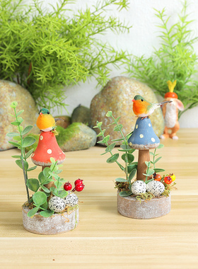 微景观室内小摆件石头房间自然