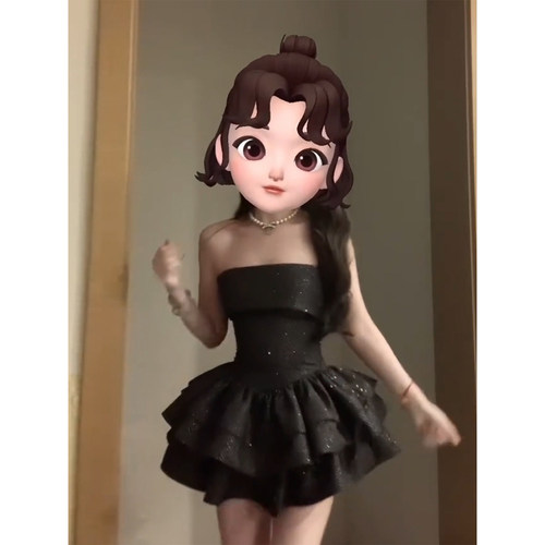 微胖纯欲千金细闪亮钻抹胸蓬蓬裙