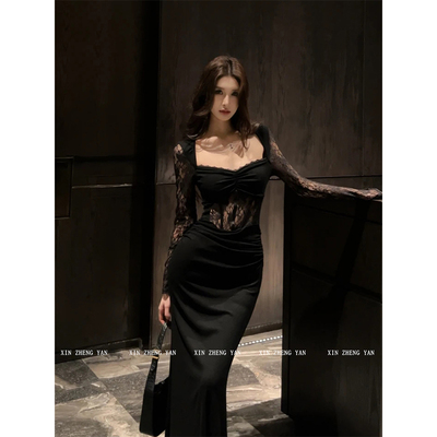 微胖mm纯欲辣妹镂空蕾丝连衣裙