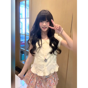高腰碎花蛋糕半裙套装 XZY 女25年夏季 微胖法式 甜美减龄娃娃领衬衫