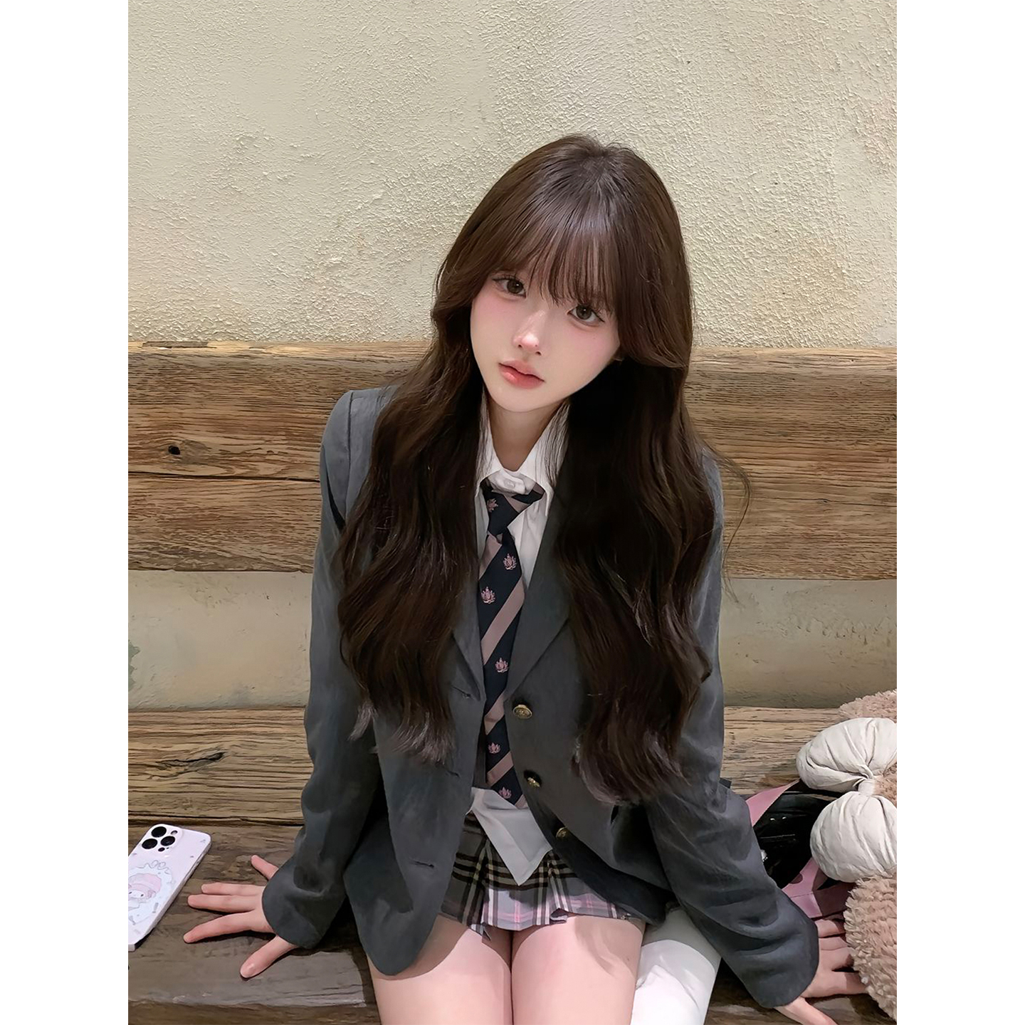 微胖韩系学院风制服西装外套
