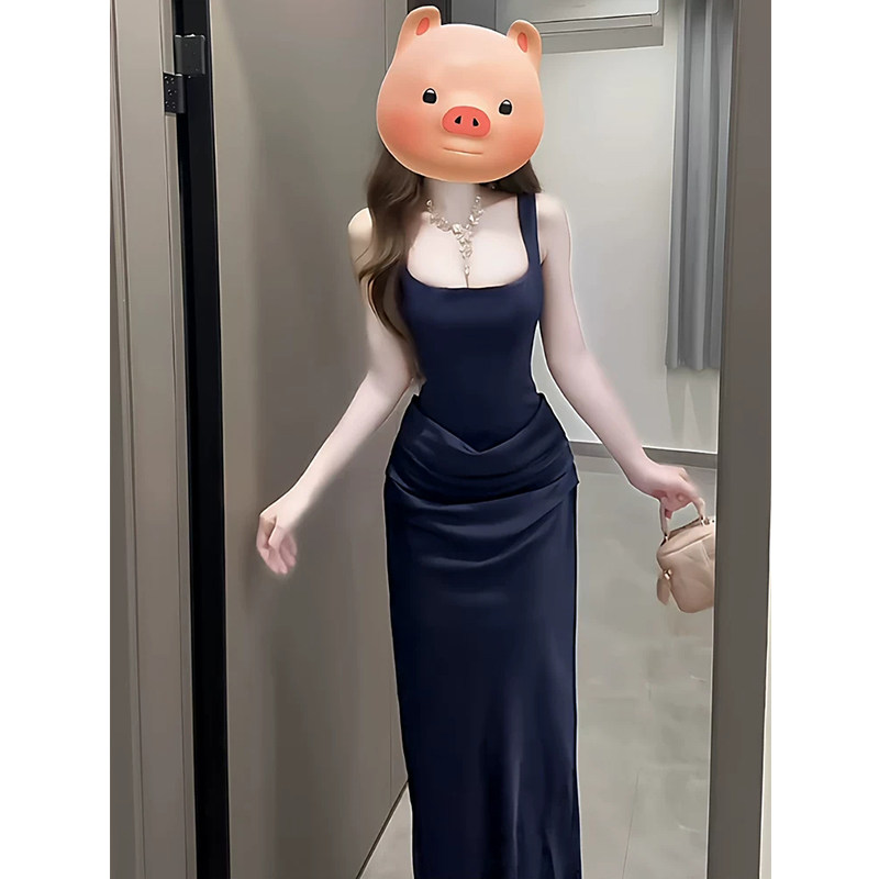 XZY 微胖法式气质褶皱鱼骨吊带连衣裙女26年春季修身性感礼服长裙,女装/女士精品,大码连衣裙,淘宝优惠券,粉丝福利购,淘宝优惠卷