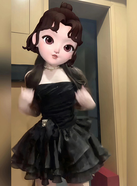 XZY 微胖纯欲千金风闪钻黑色抹胸连衣裙女25年冬季收腰蓬蓬礼服裙