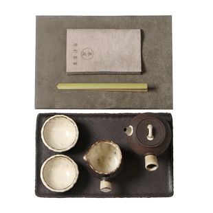 慕砚日式简约茶壶茶具套装家用禅意一壶两杯粗陶公道杯干泡盘茶器