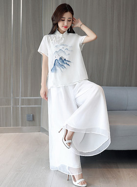 民国复古女装改良旗袍上衣棉麻茶服女禅意汉服夏装中国风唐装套装