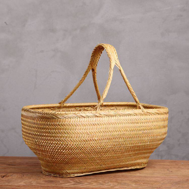 手工竹篮子竹编织手提菜篮竹篮子鸡蛋篮水果收纳竹筐竹编竹器精品
