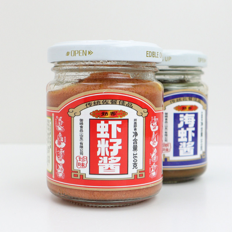姑香虾籽酱海虾酱海鲜酱咸香160g瓶装山东特产调味酱原味正宗即食