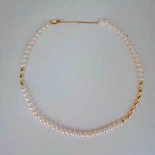 缀星外贸原单otherstories/os家镀真金施华洛珍珠项链圆珠锁骨链