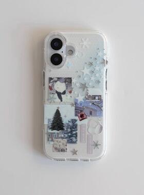 新款手机壳雪人星星拼接适用苹果17壳16promax1514xr新款1315plus6p7p高保护套