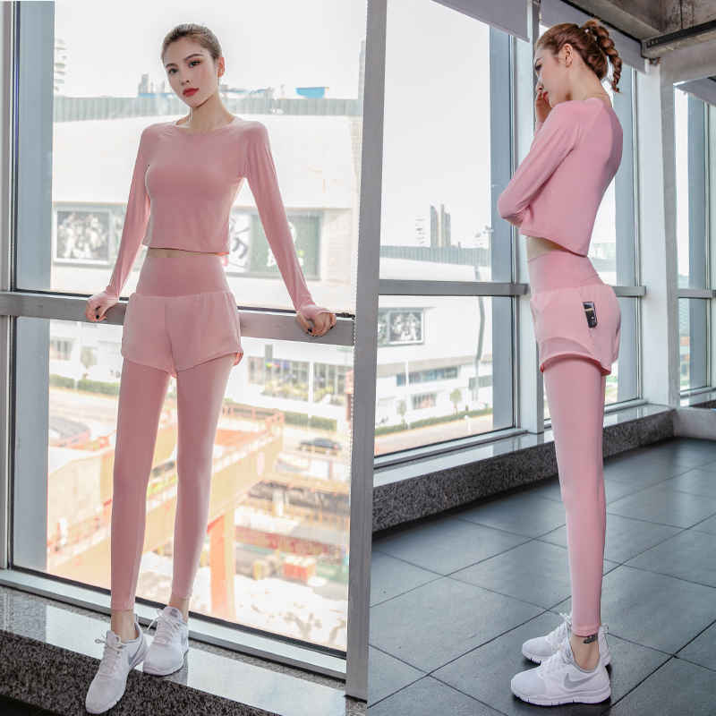 跑步运动套装女夏季带胸垫瑜伽服