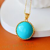 圆形DIY宝石镶嵌托16 S925纯银吊坠空托女款