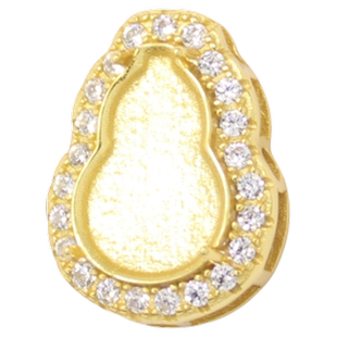 S925纯银魔盒空托时尚男女款路路通背云方形貔貅叶子DIY玉石镶嵌