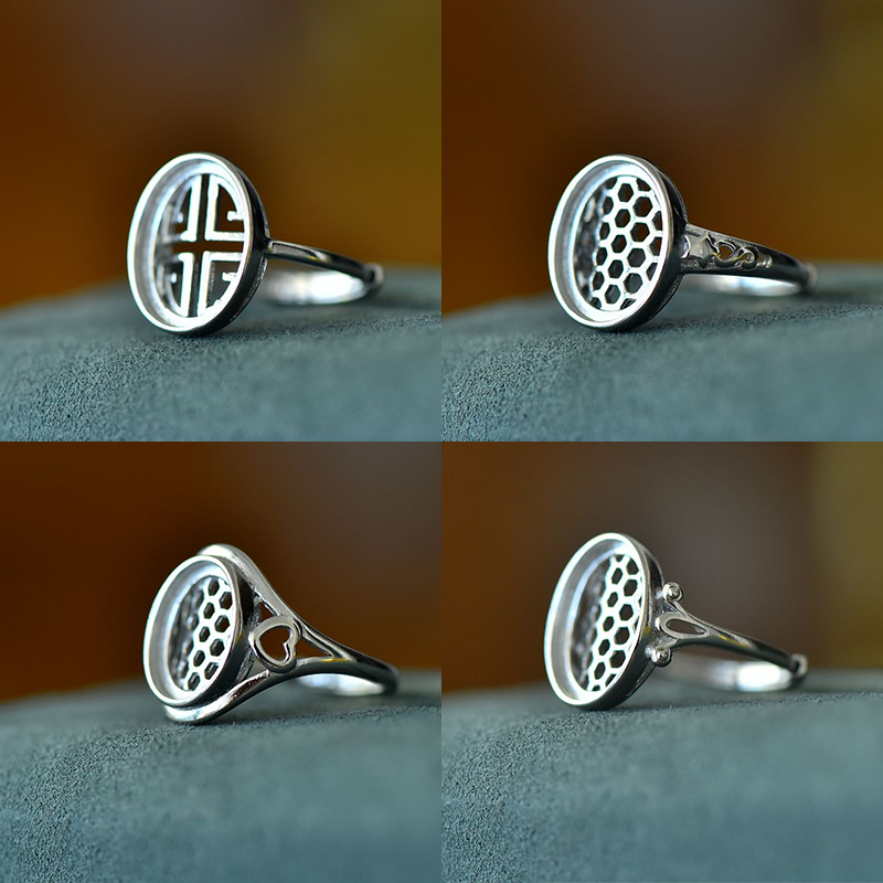 男女款S925纯银DIY镶嵌戒指空托