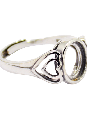 diy爱心形蜜蜡琥珀玉石戒指空托