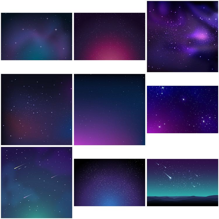 a1028星空背景太空宇宙夜空夜晚卡通星星图片素材eps矢量ai设计