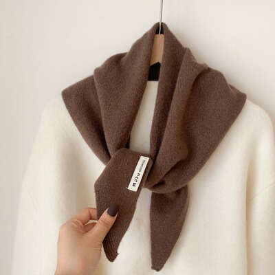 100%羊毛针织三角巾披肩女秋冬季保暖护颈围脖多功能百搭小围巾女